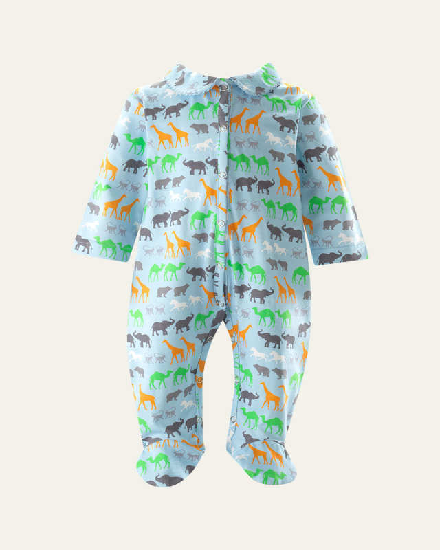 Boy's Noah's Ark Printed Footie, Size Newborn-12